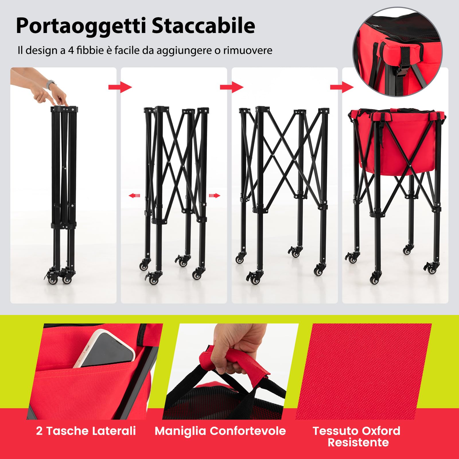 NEEWER Carrello Portapalline Pieghevole – Mobile Con Borsa Per 175 Tennis O 120 Pickleball, Tasche Per Racchette, TB02X