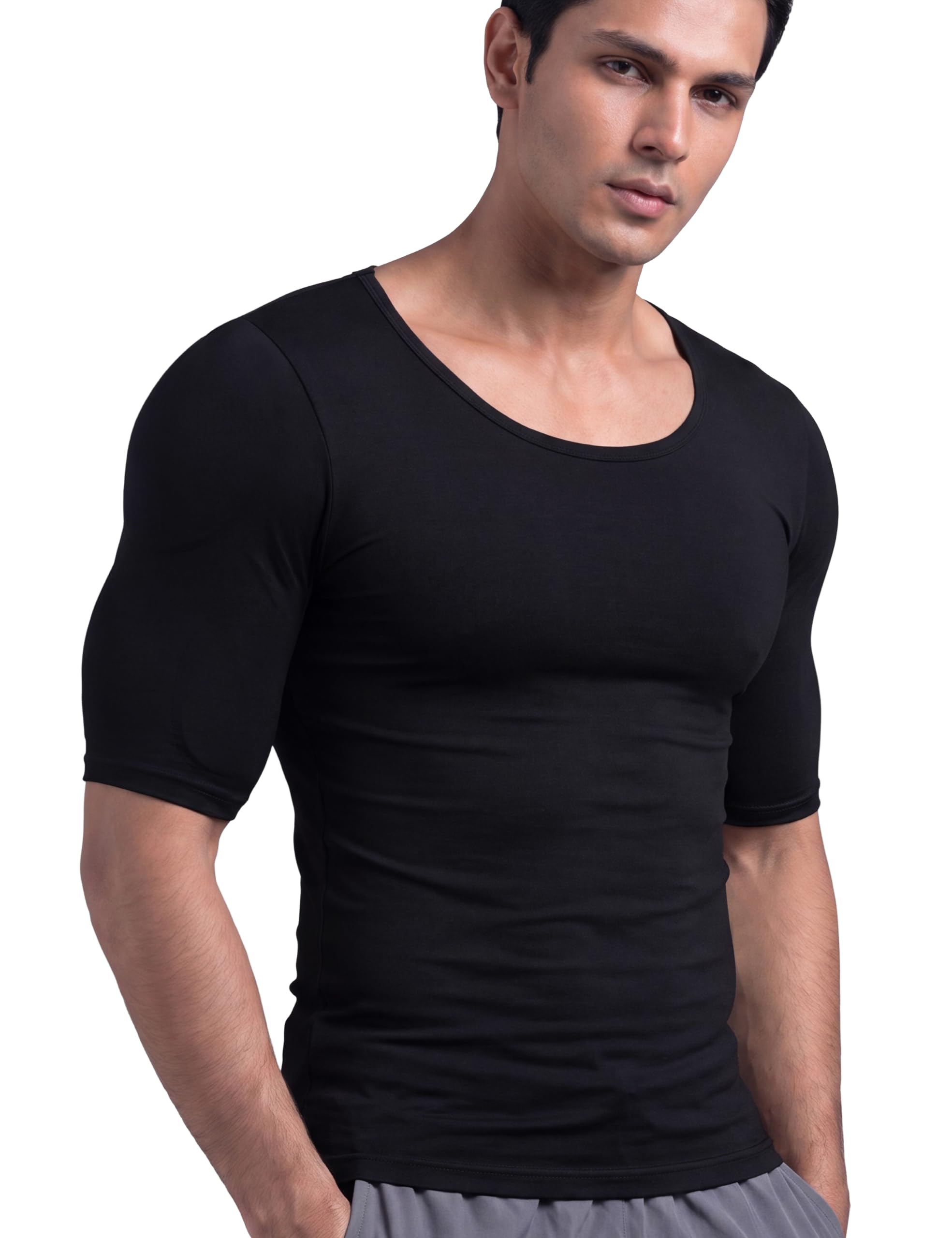 damensch Form Physiq Padded Chest & Shoulder Enhancement Inner Vest for Men - Atlas Black- L-picture-29
