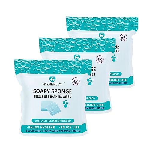 Toallitas de limpieza para la piel (75 unidades, 3 paquetes)  Esponja de baño sin enjuague para adultos, extra gruesa, sin residuos, hipoalergénica,
