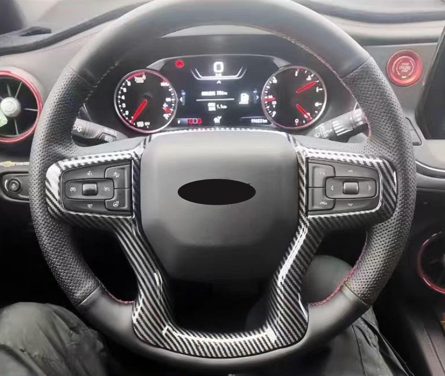 Generic for Chevrolet Blazer 2020 2021 2022 2022 2024 Interior Steering Button Cover Trim Car Accessories 1pcs, Carbon Fiber Grain