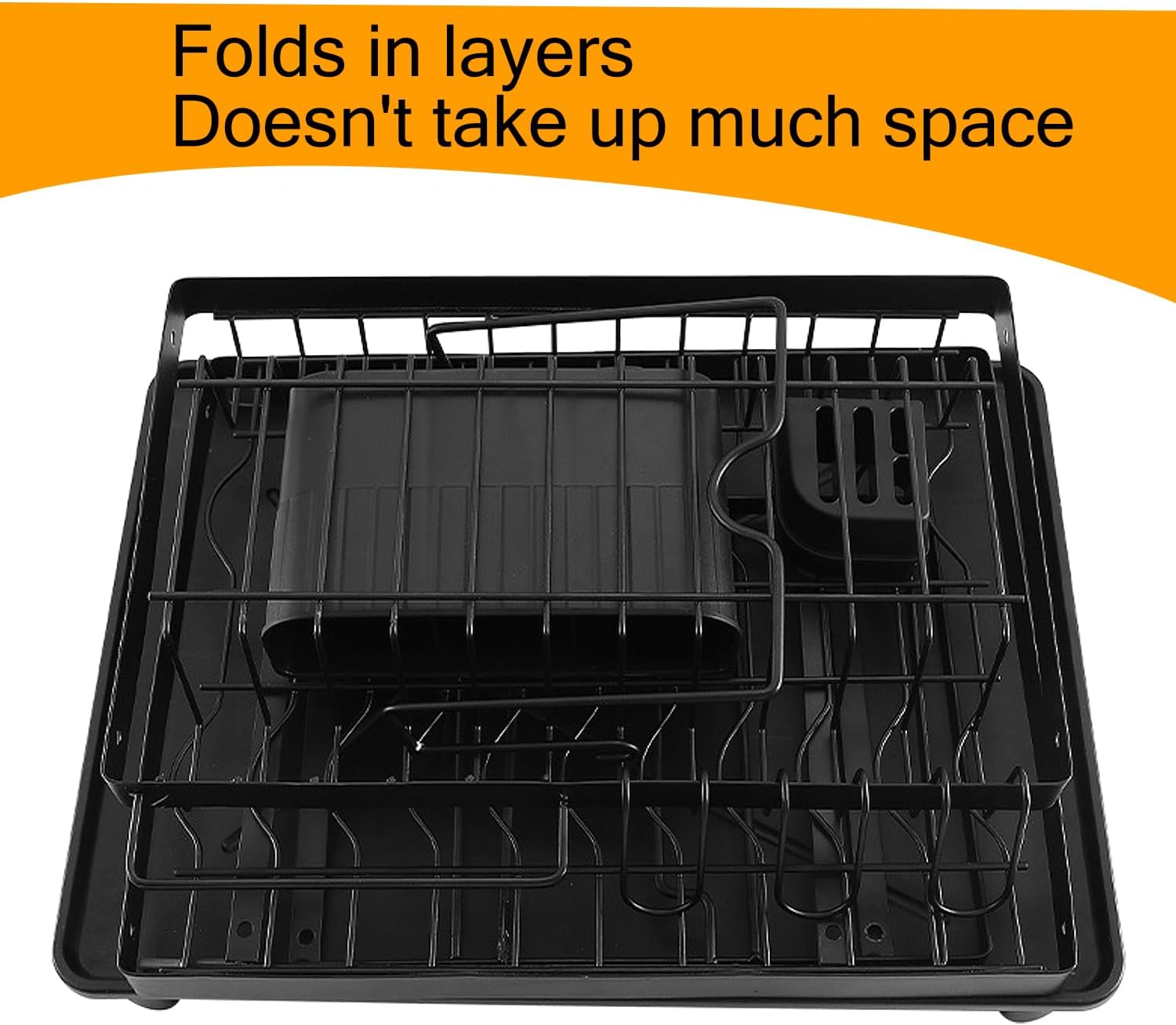 2-Tier Dish Drying Rack with Drain Board,Large Dish Drying Rack for Kitchen Counter, Detachable Large Capacity Dish Drainer Organizer with Utensil Holder