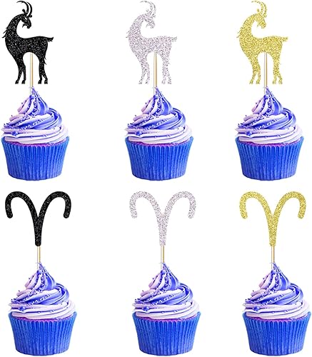 Miniatura 1 de 12 adornos para tartas de Aries, 12 constelaciones, la decoración de cupcakes de Aries es aplicable a la constelación de fiesta de cumpleaños (Aries)