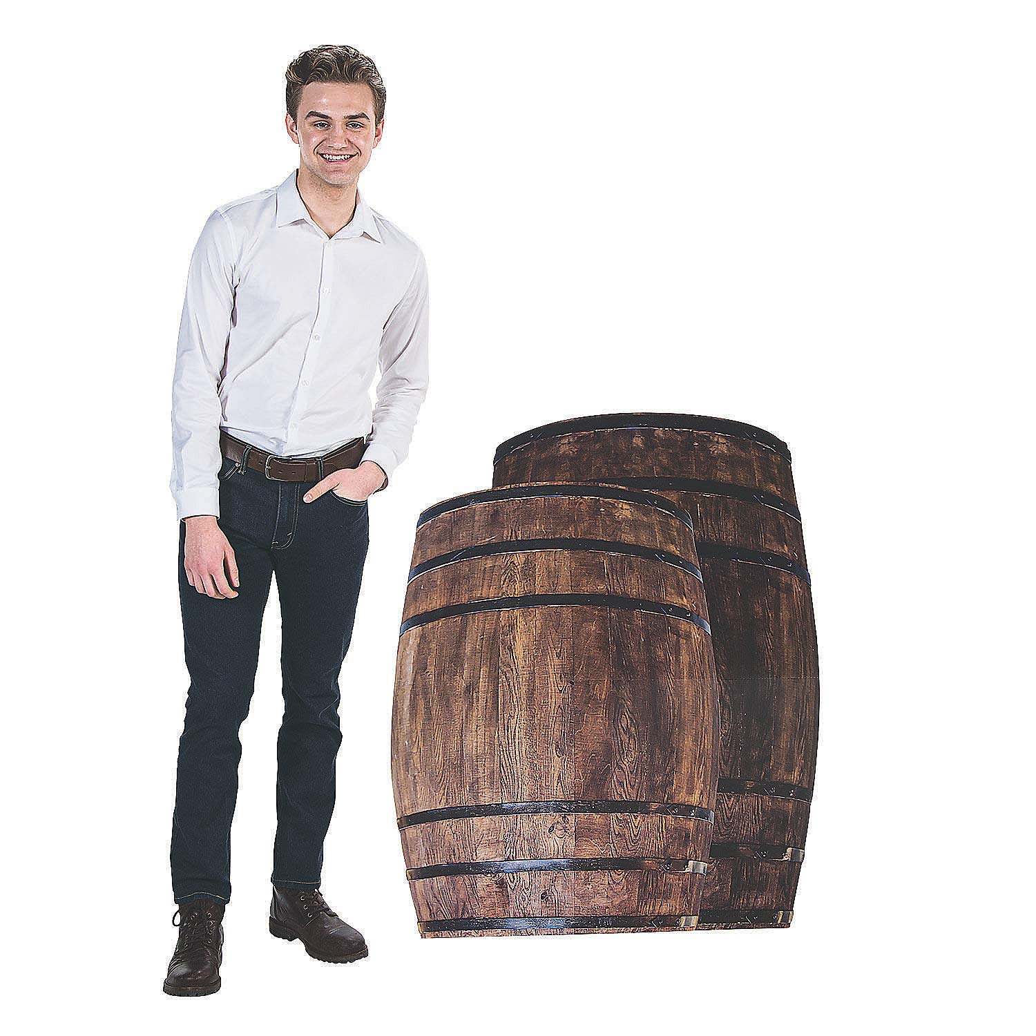Fun Express Western Barrel Stand-Ups - Rustic Party Decor for Western-Themed Events Cowboy/Cowgirl Celebrations & More - Perfect for Receptions Bridal Showers & Special Occasions - 2 Pieces