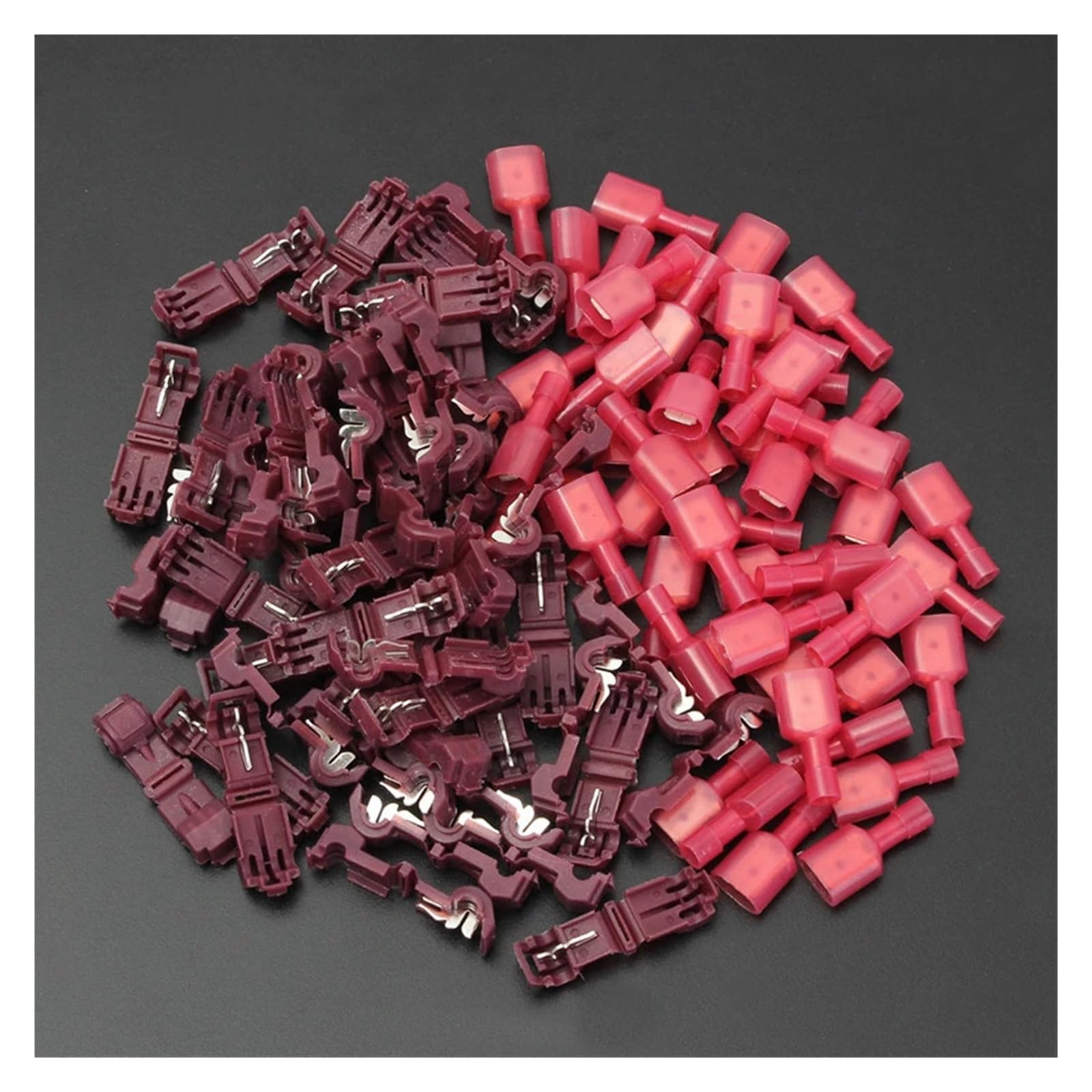BYLSAGWHT 100PCS Red T-Tap/Male Insulated 0.5-1.5mm2 Quick Splice Wire Terminal Connectors Combo 22-18 AWG