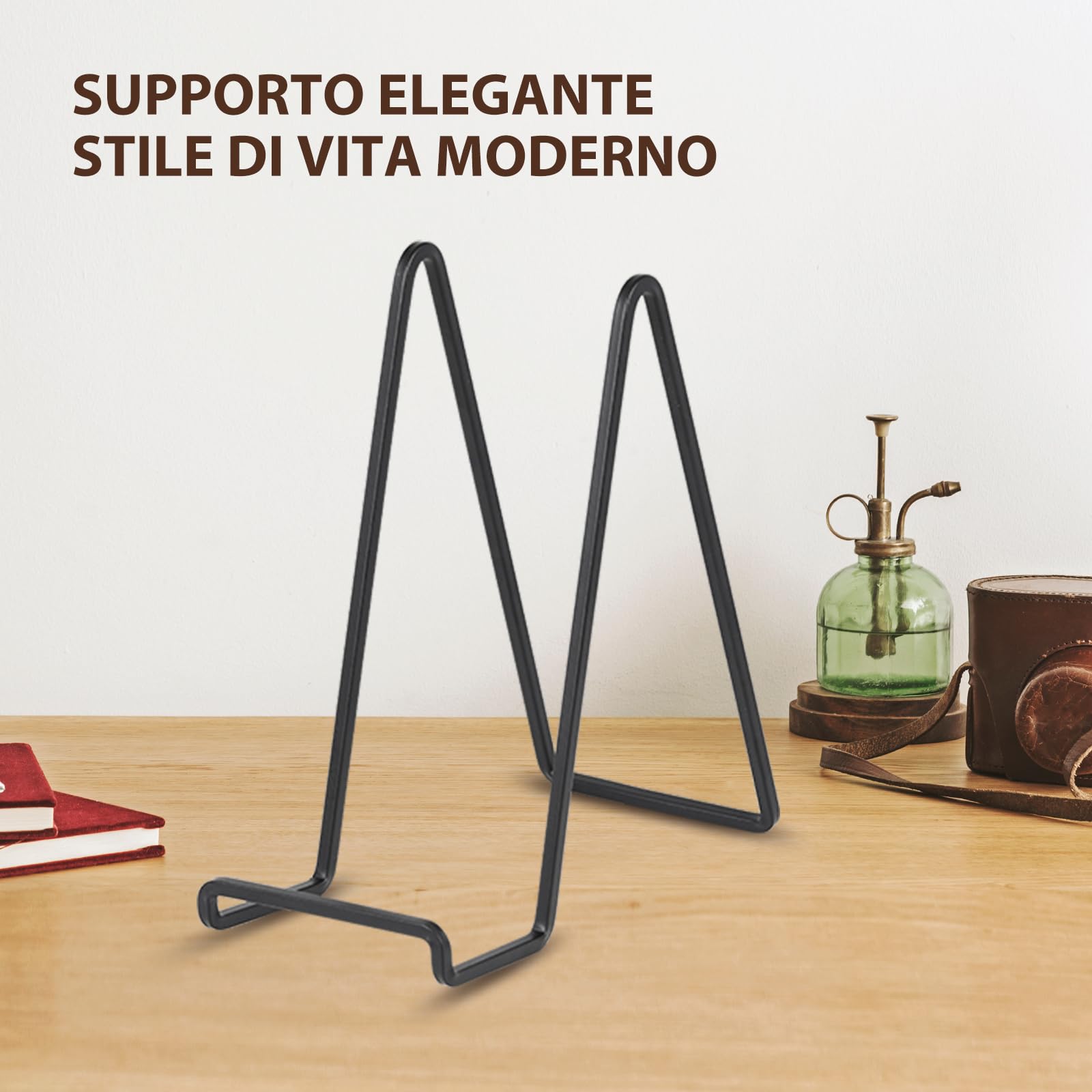 DIDUDIDU Cavalletto, supporto per piatti in Ferro, grande - supporto per piatti - Cavalletti per Tavolo - Espositori per Piatto Decorativo | Cornice Foto | Libri - Nero - 2 pezzi - 25 cm