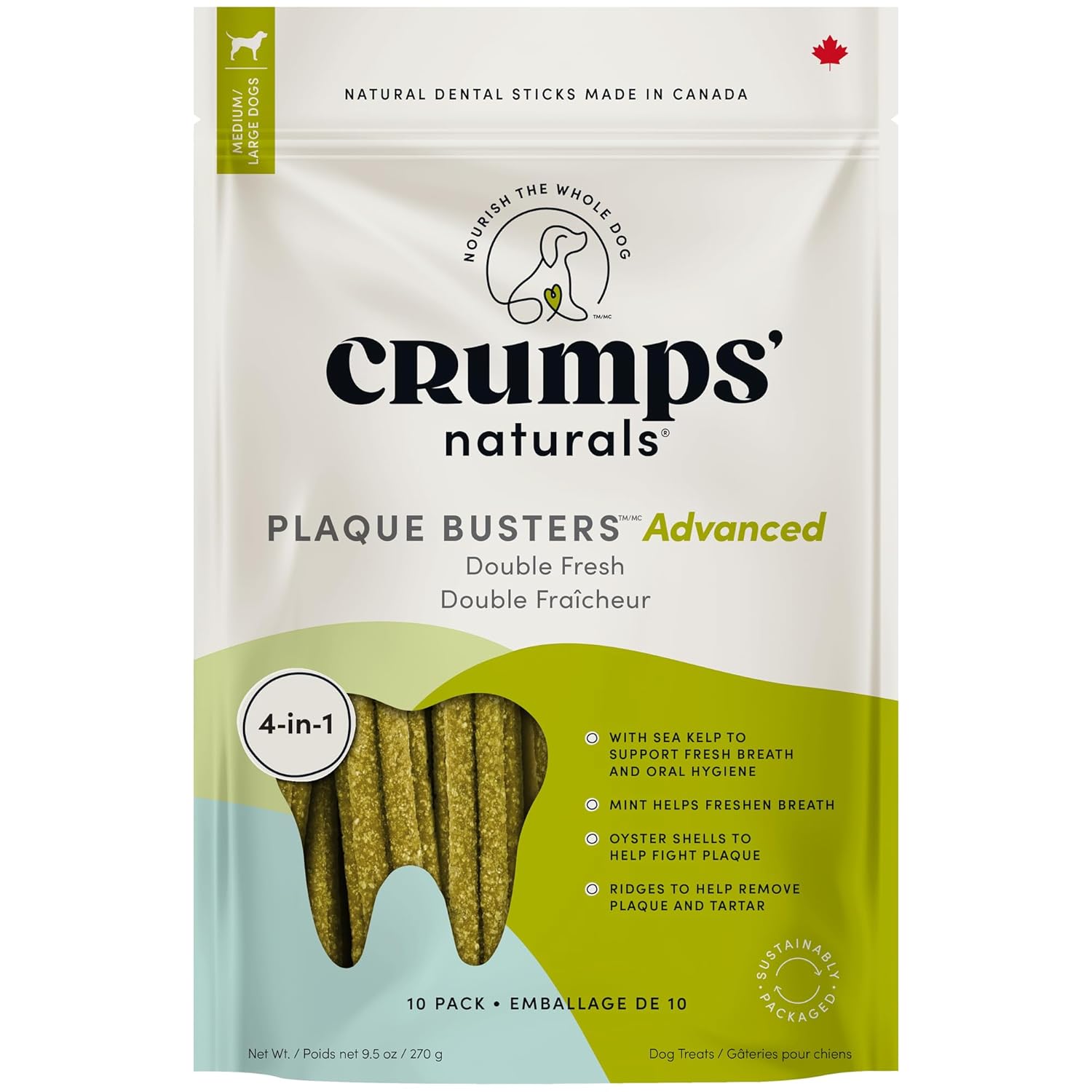 Crumps Naturals Plaque Busters Advanced - Double Fresh Dental Sticks 9 5oz