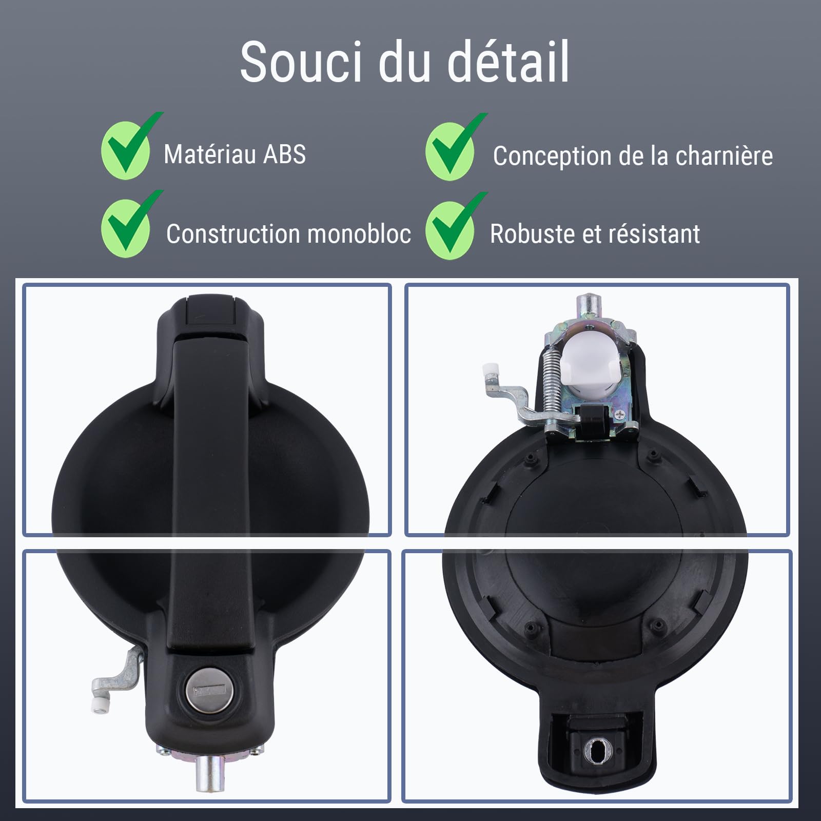 Poignée de Porte Extérieure Compatible avec Doblo(735309959+2KEY) | Poignée Droite Avant avec 2 Clés Compatible avec Fiat Doblo Cargo (MK1) & Doblo 119 2005–2010