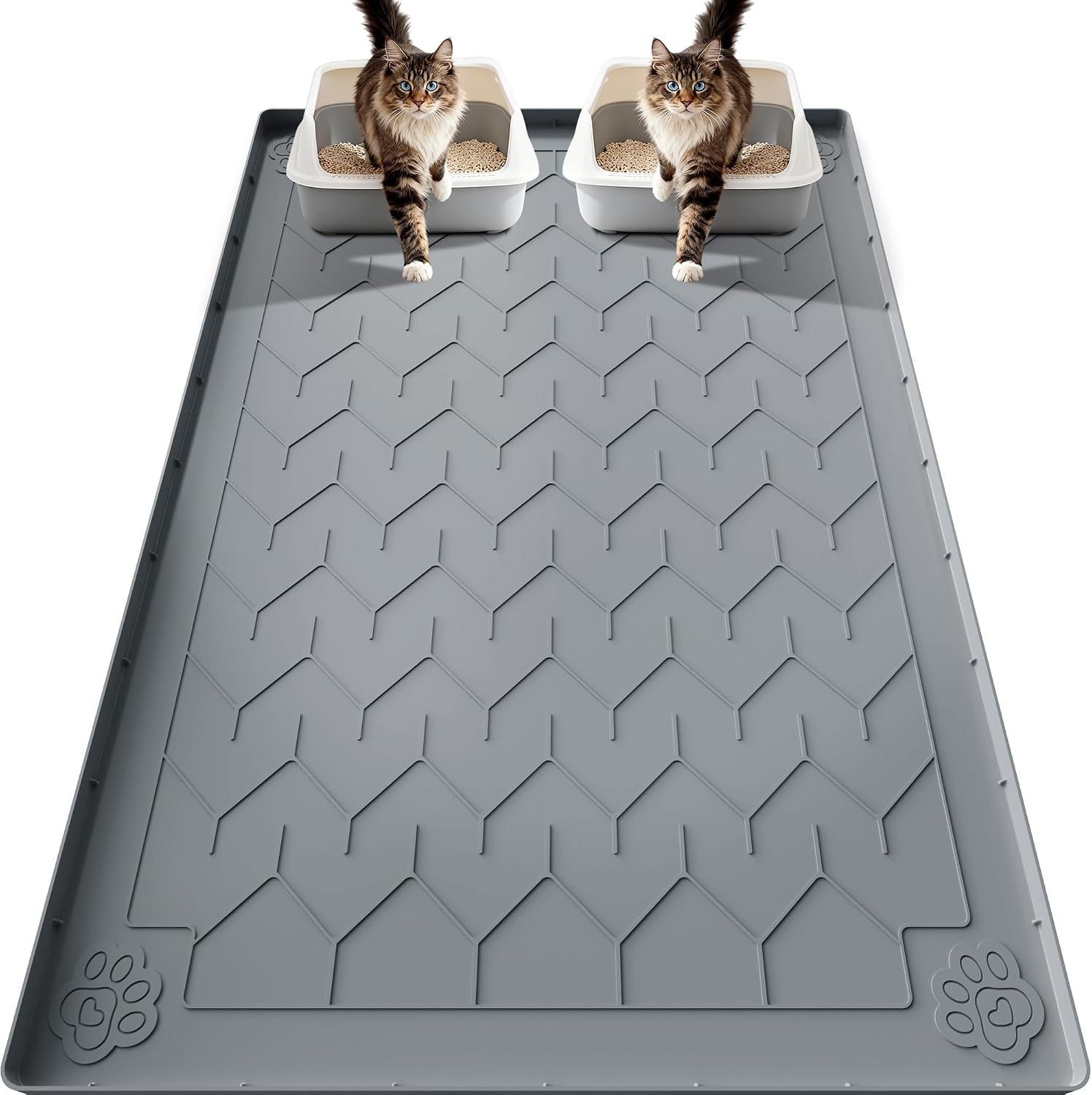 Silicone Cat Litter Mat, 40"x28" XLarge Waterproof Trapping Mats