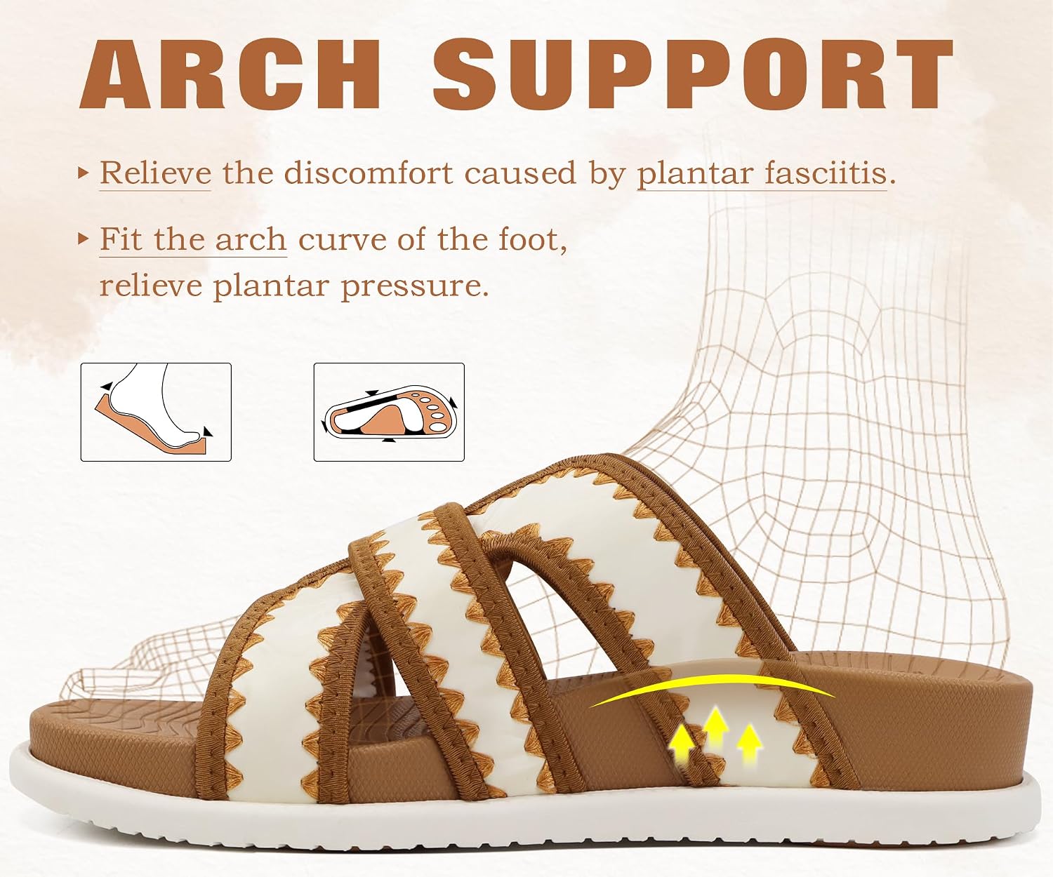 COFACE Women's Flat Sandals Summer Beach 2026 Trendy Dressy Walking Sandals with Arch Support Outdoor Slides for Women Plantar Fasciitis Relif Slides image 4