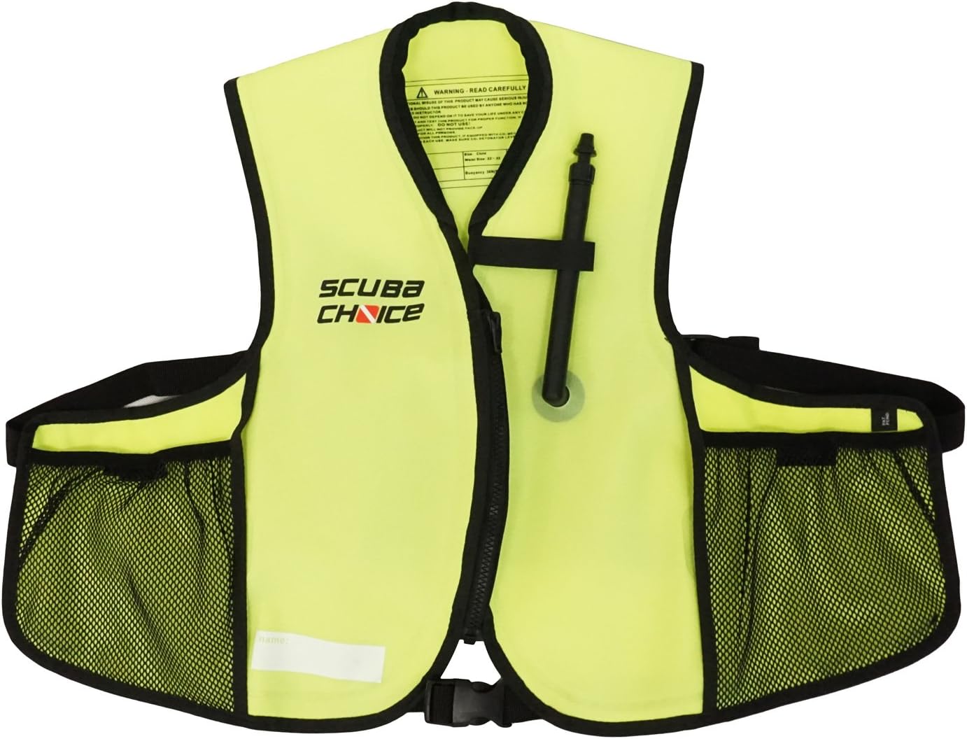 Scuba Choice Youth Kids Snorkel Vest - Neon Yellow, Oral Inflatable Jacket with Mesh Pockets, 100lbs Capacity, Durable Nylon TPU Material, High-Visibility Safety Gear for Kids Snorkeling