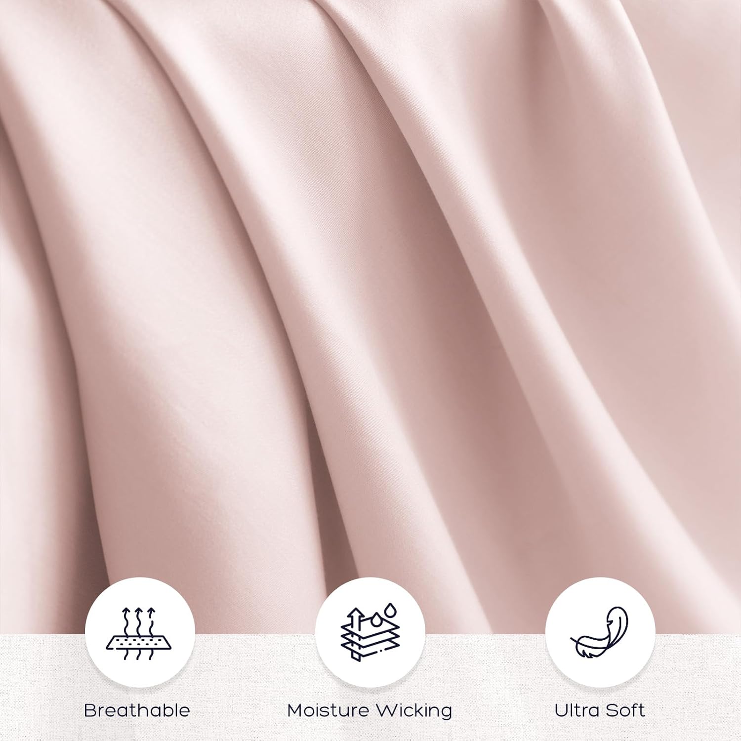 King Size Tencel Lyocell Cooling Sheets, Silky Soft Sheet Set with 16 Inch Deep Pocket, Breathable Eucalyptus Bedding for Hot Sleepers, Marshmallow Pink