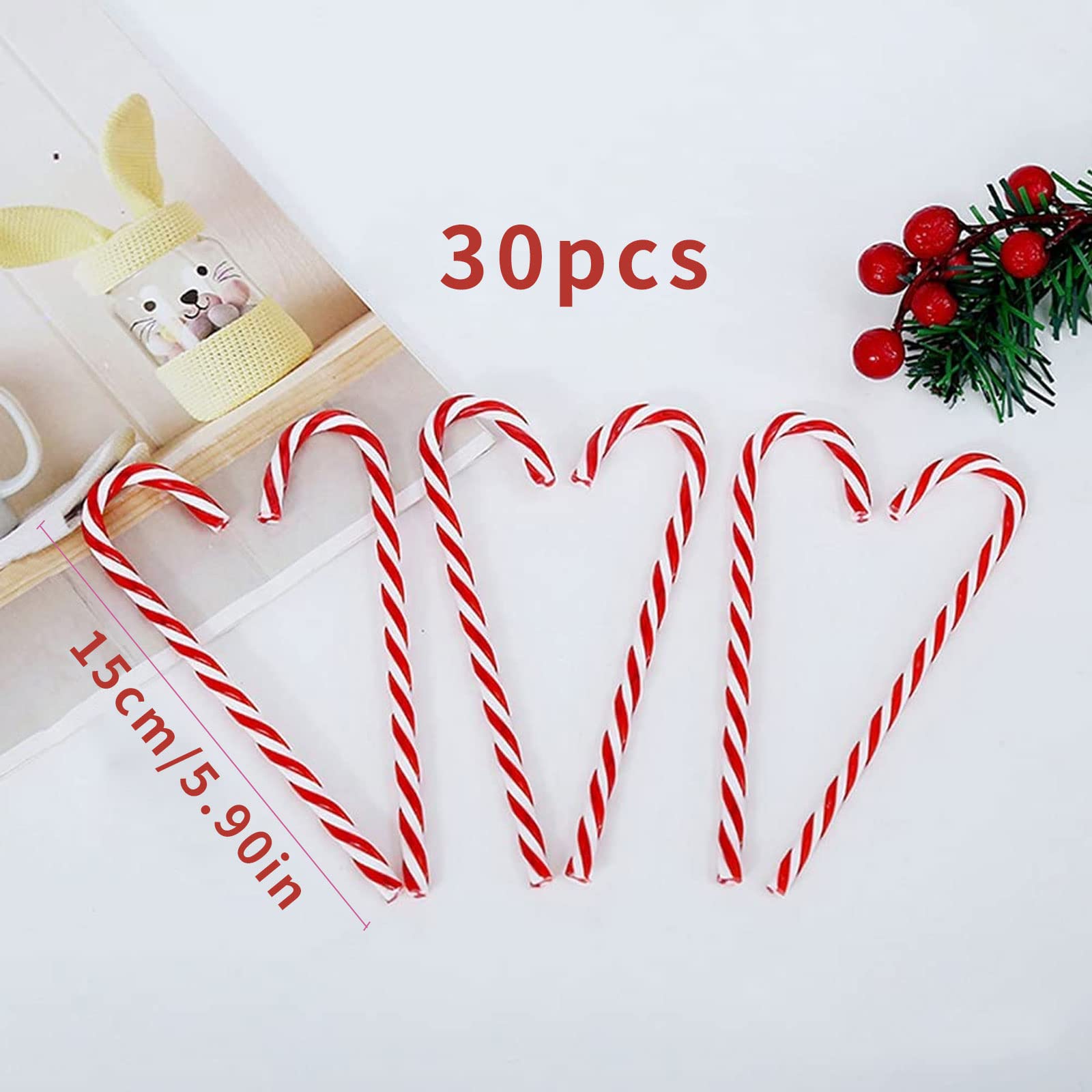 12 Bastoncini Di Zucchero Natalizi In Plastica Glitterata - Decorazioni Albero Di Natale 14 Cm