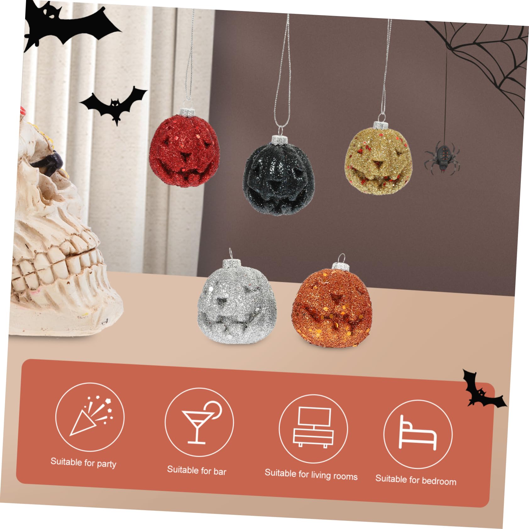 50pezzi Ornamenti Da Appendere Per Halloween Con Zucche Glitterate Foam Decorazioni Festive Per Feste e Scenografie Decorative
