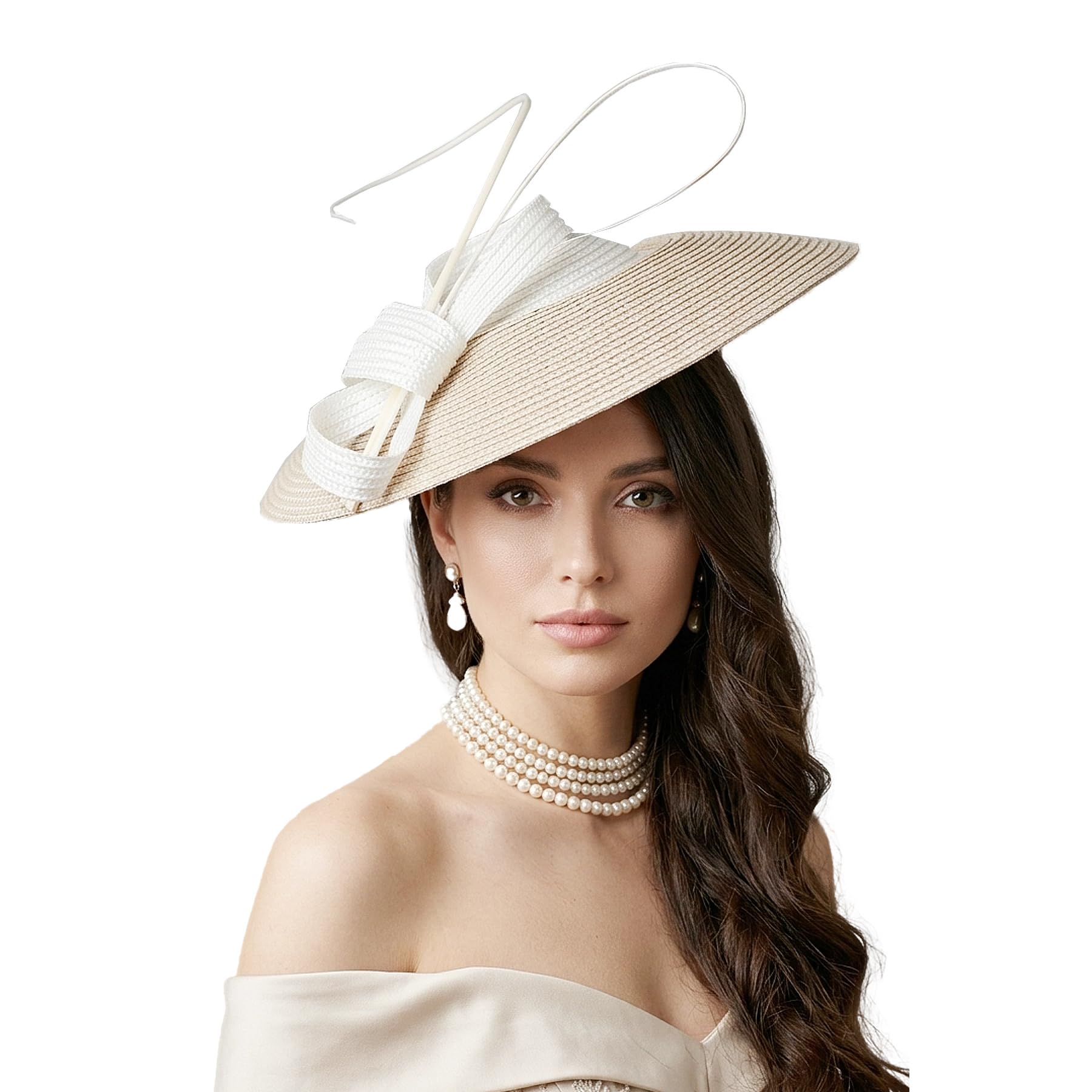 F Fadves Women's Khaki Fadves Fascinators Pillbox Hat Weddings Straw Fedora Vintage Sinamay Base Hats, L