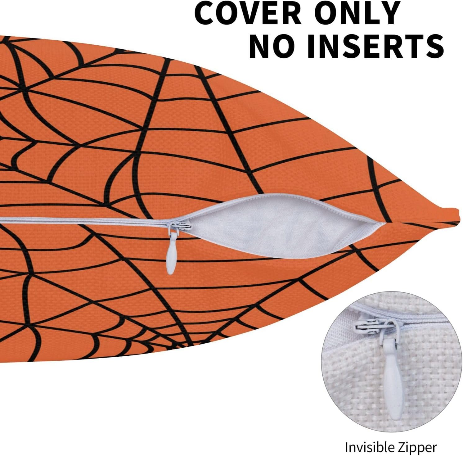 Halloween Pillow Covers 20x20 Inch Set of 2, Orange Spider Web Decor Throw Pillows Holiday Halloween Outdoor Decorative Pillows Square Linen Cushion Covers for Home Bed Couch Sofa image 2