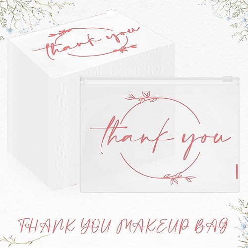 Miniatura 6 de Ireer 100 bolsas de maquillaje de regalo de agradecimiento, bolsas de cosméticos EVA con cremallera, bolsas de agradecimiento, mini bolsa de aseo a