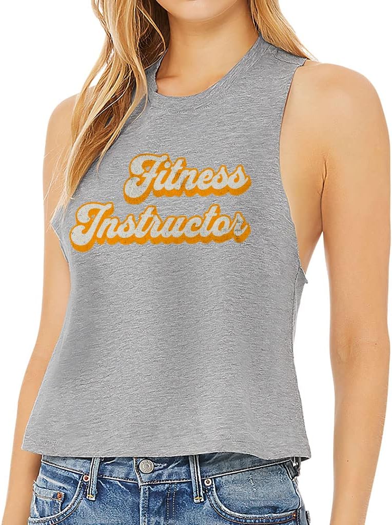Fitness Instructor Racerback Cropped Tank - Vintage Women's Tank - Graphic Tank Top
