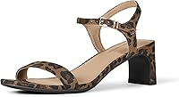 Amazon Essentials Women's Ankle Strap Heeled Sandals - 2.5" Low Heel, Memory Foam Comfort, Faux Suede