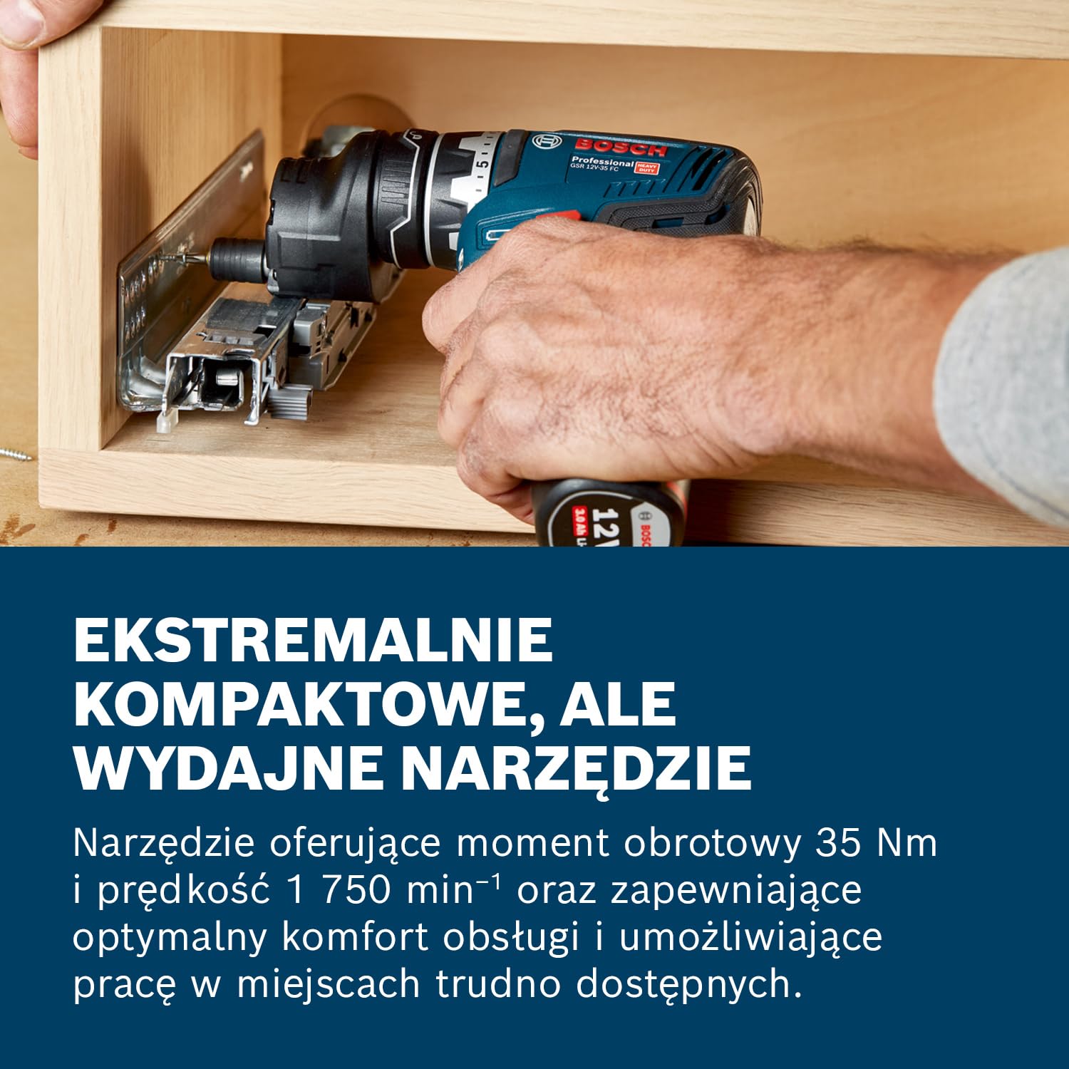 Bosch Professional system 12V: akumulatorowa wiertarko-wkrętarka GSR 12V-35 FC (wymienny uchwyt GFA 12-B, 2 akumulatory GBA 12V 3.0Ah, ładowarka GAL 12V-40, walizka L-BOXX)