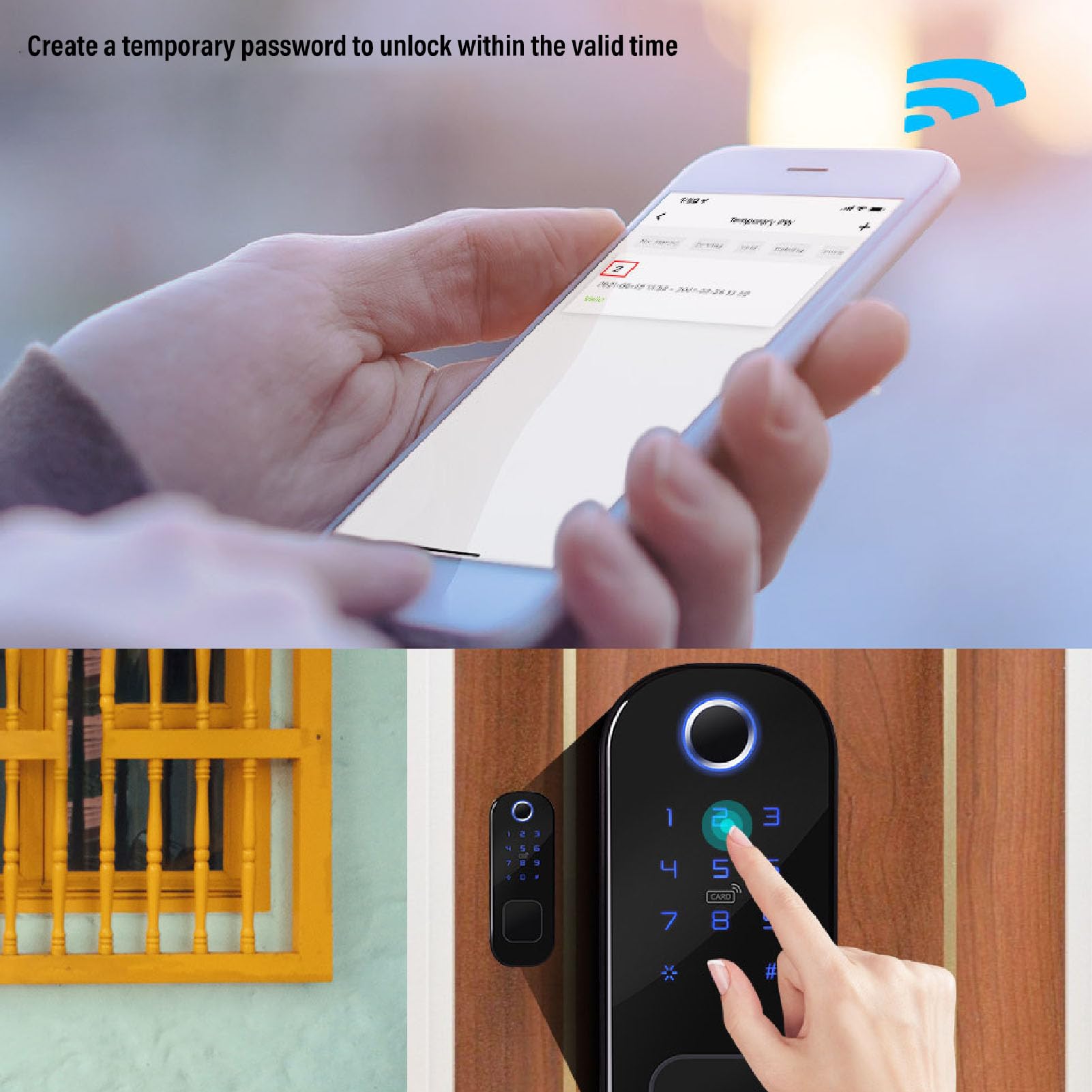 Smart Lock, Impronte Digitali WiFi APP Controllo Scheda IC Password Serratura per Porta Senza Chiave, Serratura Elettronica Biometrica con Chiavi Meccaniche per Vari di Porte