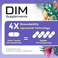 Vista 4 de Liposomal DIM 400 mg - Equilibrio hormonal, apoyo al estrógeno para mujeres, suplemento DIM con vitamina E, onagra, cimicifuga, ácidos grasos