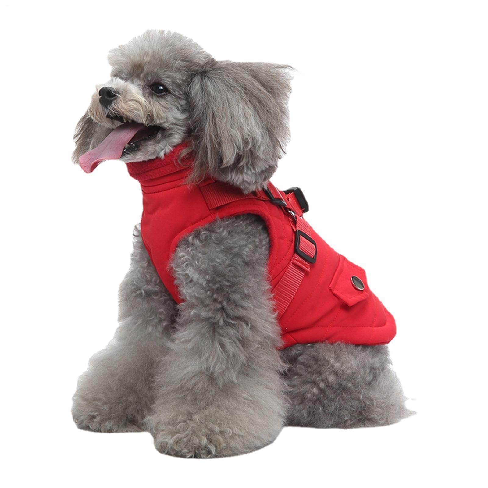 Abrigo para perro con arnés impermeable y chaqueta de invierno ajustable para cachorros