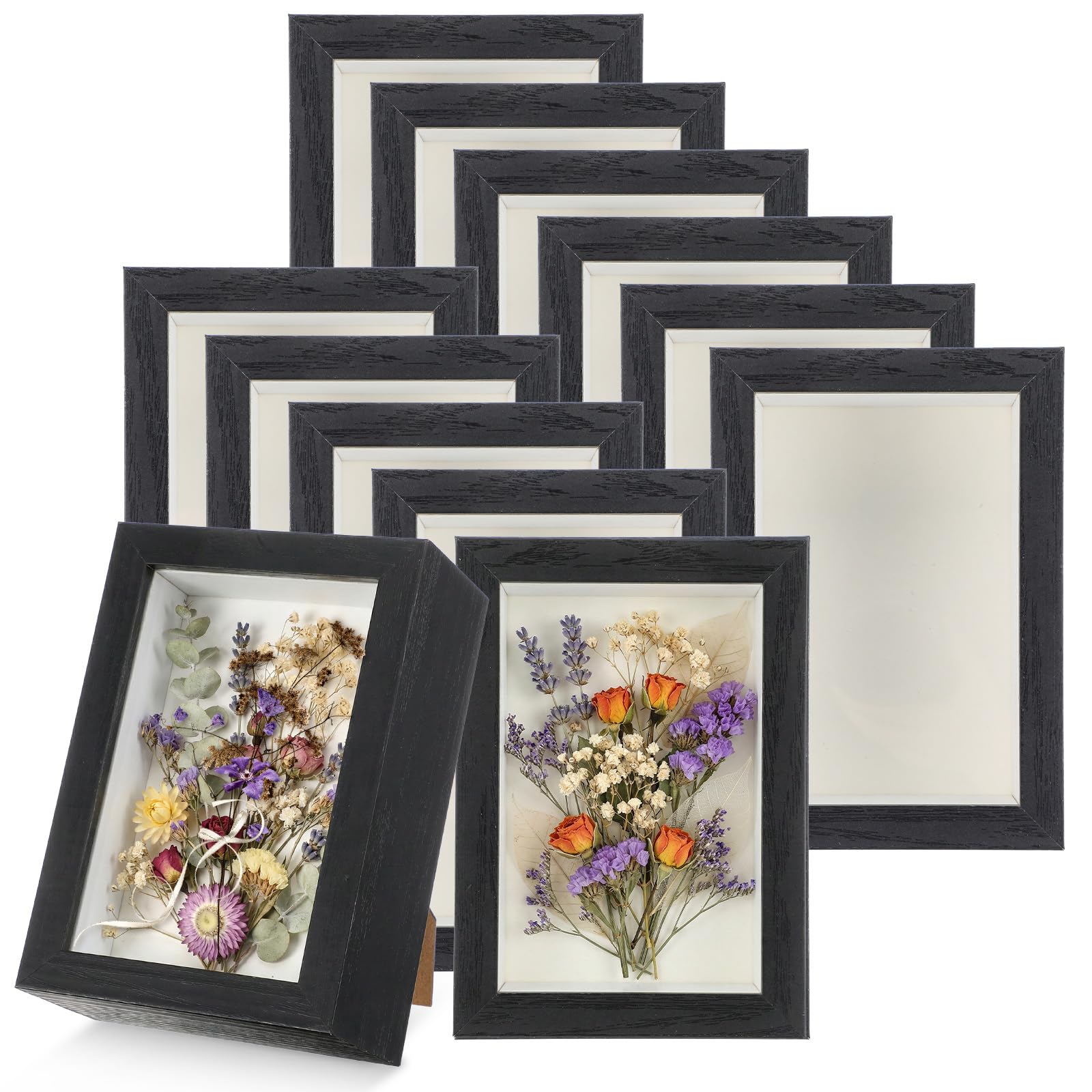 Photo 1 of 12 Pack 4 x 6 Inches Shadow Box Frame, Small Wood Frame Memory Display Cases,1.2in Depth Picture Frames Case for Dried Flowers, DIY Craft, Memorabilia, Medals and Photos