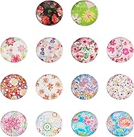 Vista 26 de Craftdady Cabujones de cristal impresos con piel de animal, 0.472 in, media redonda, parte trasera plana, cabujones de cúpula de cristal