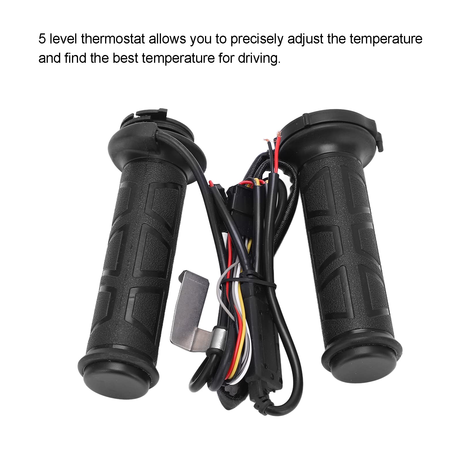 Paire de Poignées Chauffantes pour Moto, 22mm/0,87 Pouces, 50 à 70 ℃, Modification Universelle Intelligente Noire 12V
