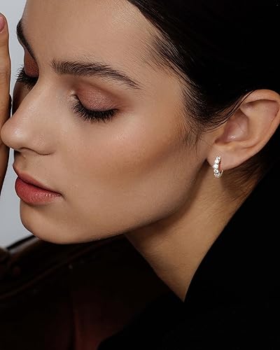 Miniatura 2 de Moissanite Hoop Earrings,2.0ct D Color 14K Gold Plated Brilliant Round Cut Earrings S925 Sterling Silver Huggie Earring for Women Men