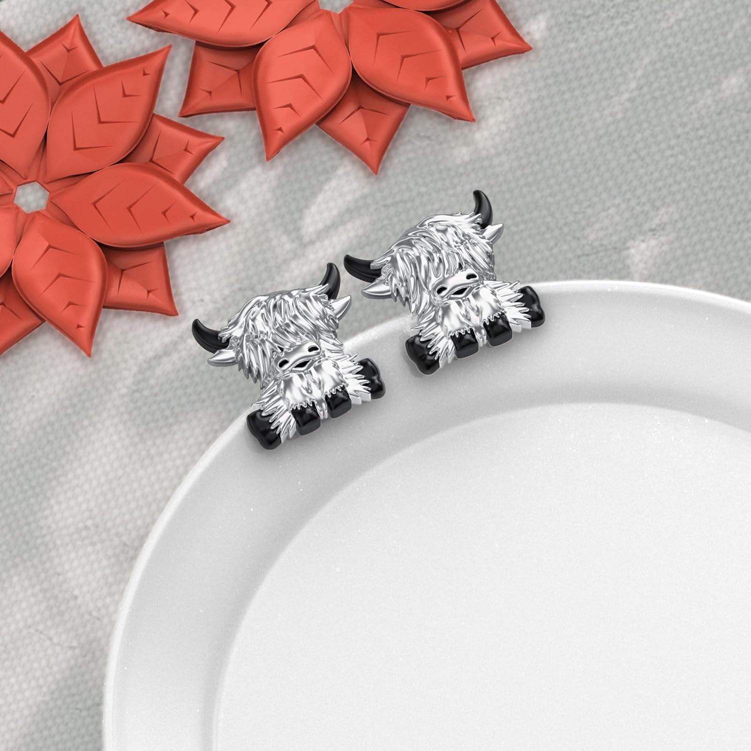 Duck/Dog/Penguin/Chicken/Highland Cow/Ladybug/Crab/Bee/Owl/Octopus/Bat/Dragonfly/Dinosaur Earrings 925 Sterling Silver Paw Print Stud Earrings Cute Animal Jewelry Gifts For Women Friend - Image 3