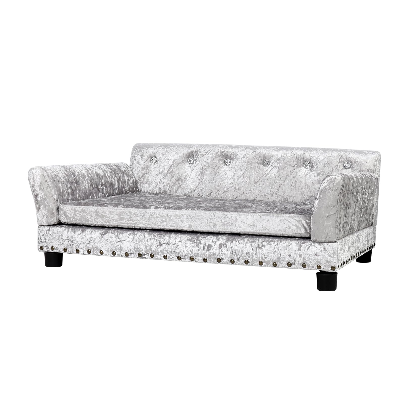 BingoPaw Cama Perro Grande Sofa Elevada para Mascotas Desenfundable y Lavable con Patas de Madera Luxury Dog Bed Mueble Lujoso Hamaca Chaise Longue de Lujo para Perro L 95x70x40 cm