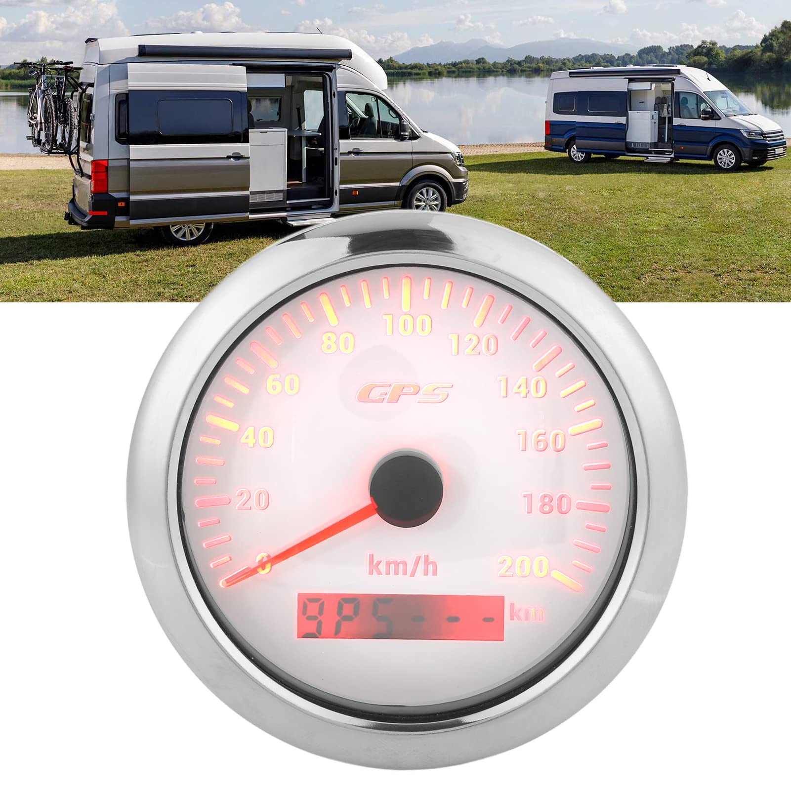 Velocímetro GPS, Velocímetro Digital MPH Impermeabilizante de 3,3 Pulgadas para Vehículos Marinos, Automóviles, Camiones, Barcos, Medidor de Velocidad 0-200 KM 1H con Retroiluminación (WHITE)