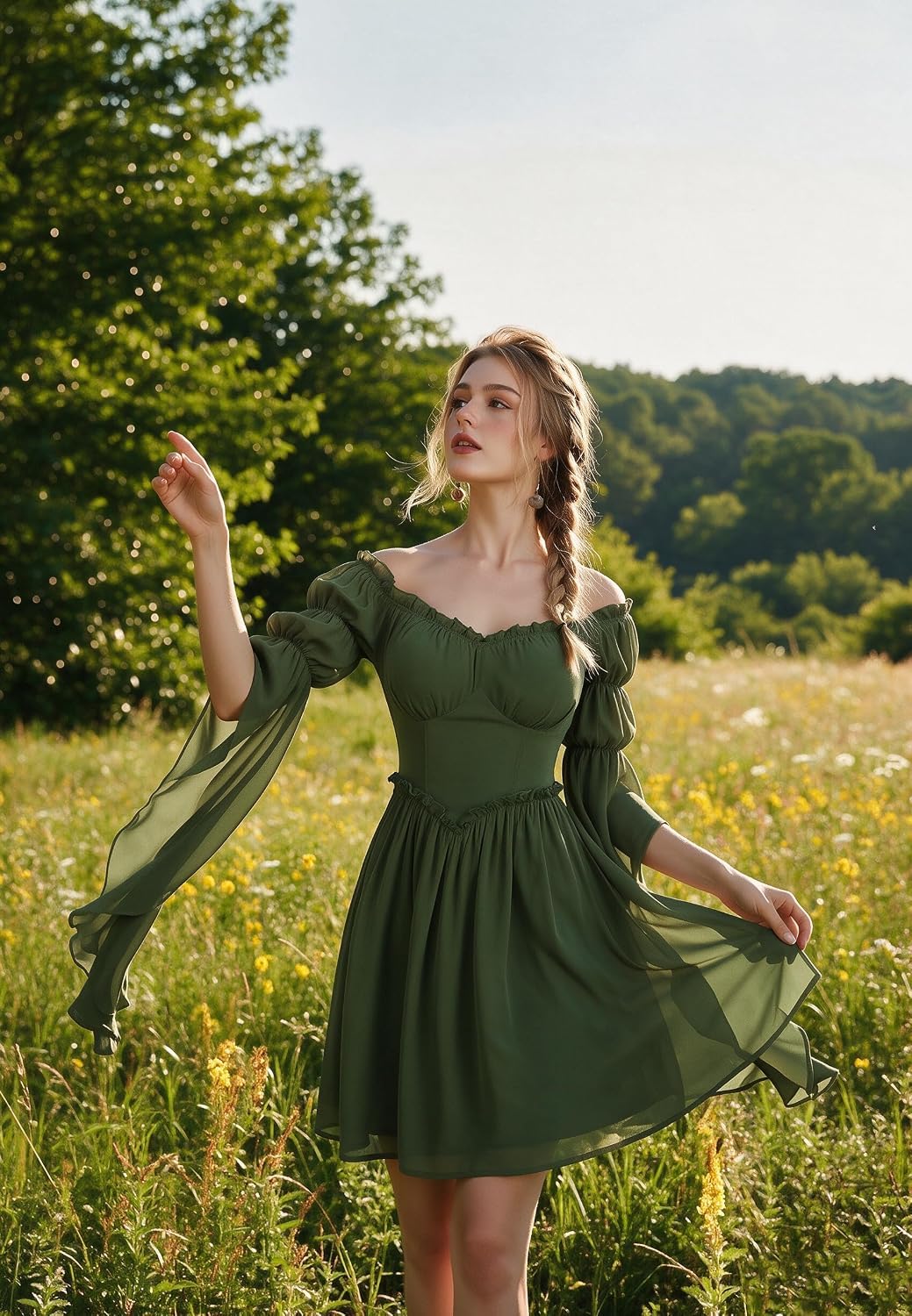 SCARLET DARKNESS Damen Schulterfrei Renaissance Korsett Kleid