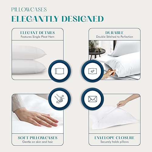 Miniatura 43 de XOOX Linen Juego de sábanas tamaño Queen 100% algodón egipcio, juego de sábanas de lujo de 1200 hilos de algodón egipcio tamaño Queen