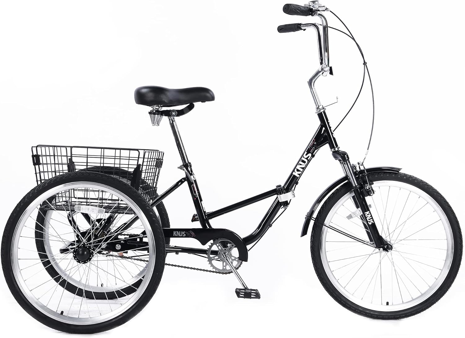 KNUS Adult Foldable Cargo Tricycle review - Cruiser Bikes KNUS Adult Foldable Cargo Tricycles,Adult Trikes 20/24 inch 3 Wheel Beach Cruiser Bikes,Three-Wheeled Bicycles Cruise Trike with Large Shopping Basket for Seniors, Women,Mens,for Pets Beach