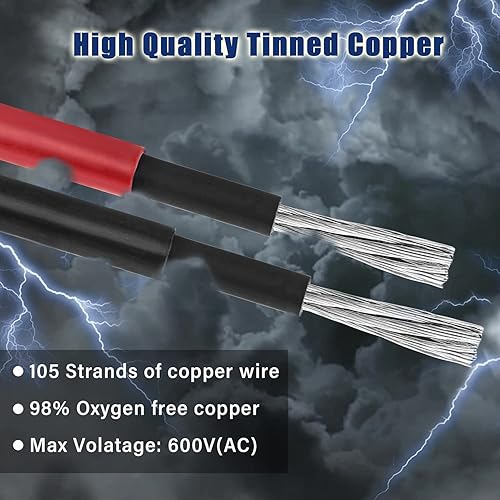 Miniatura 6 de Kimbluth Cable solar de 10 AWG de 50 pies rojo y 50 pies, cable de cobre estañado negro, calibre 10, cable de cobre libre de oxígeno OFC para panel