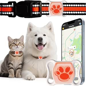 Pet GPS Tracker for Dogs & Cats - No Monthly Fee, Waterproof, Long Battery Life, Compatible with iOS & Android