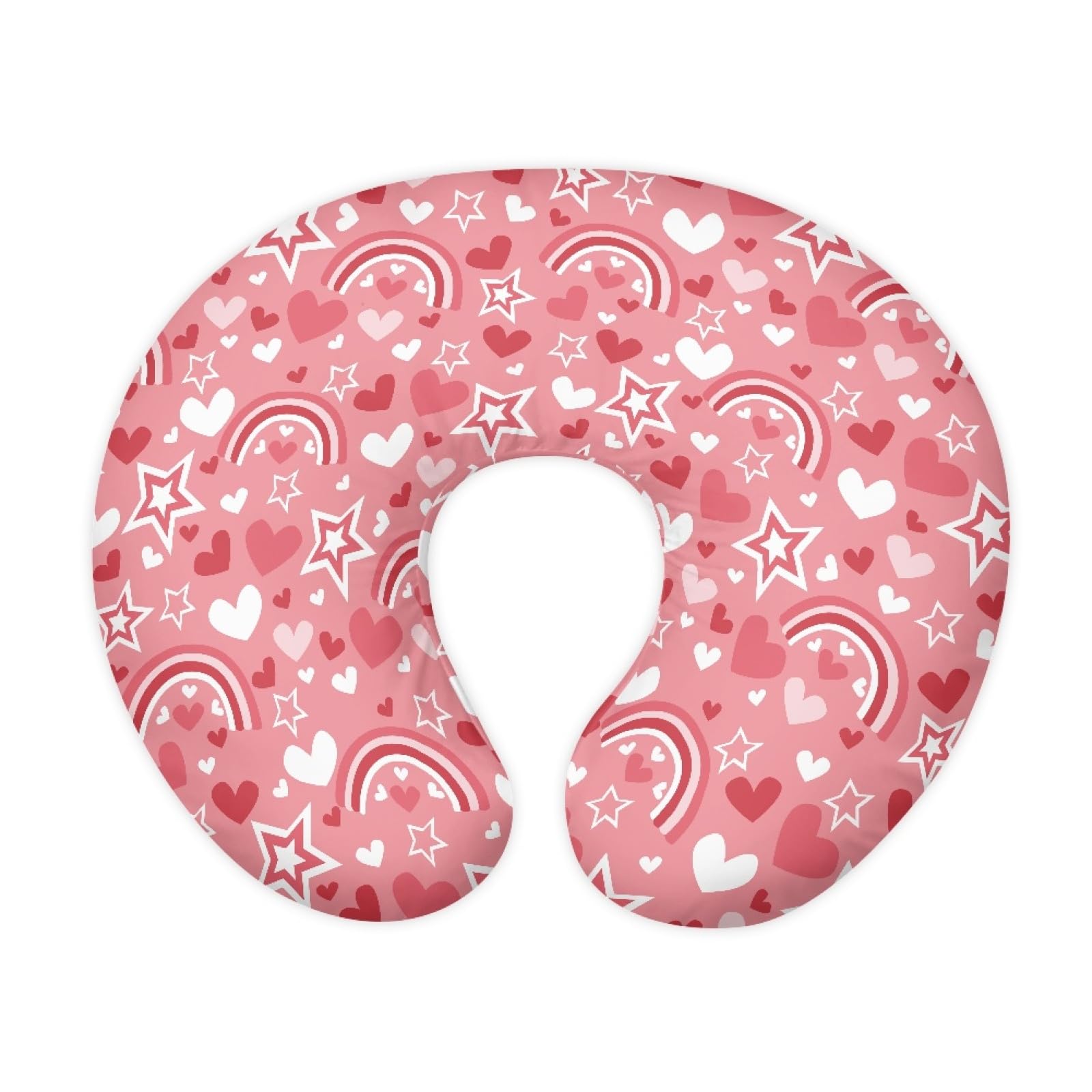 GOSTONG Pink Rainbow Love Elastic Nursing Pillow Cover Slipcover Soft Fits Snug on Infant Nursing Pillows for Breatfeeding Moms, Machine Washable
