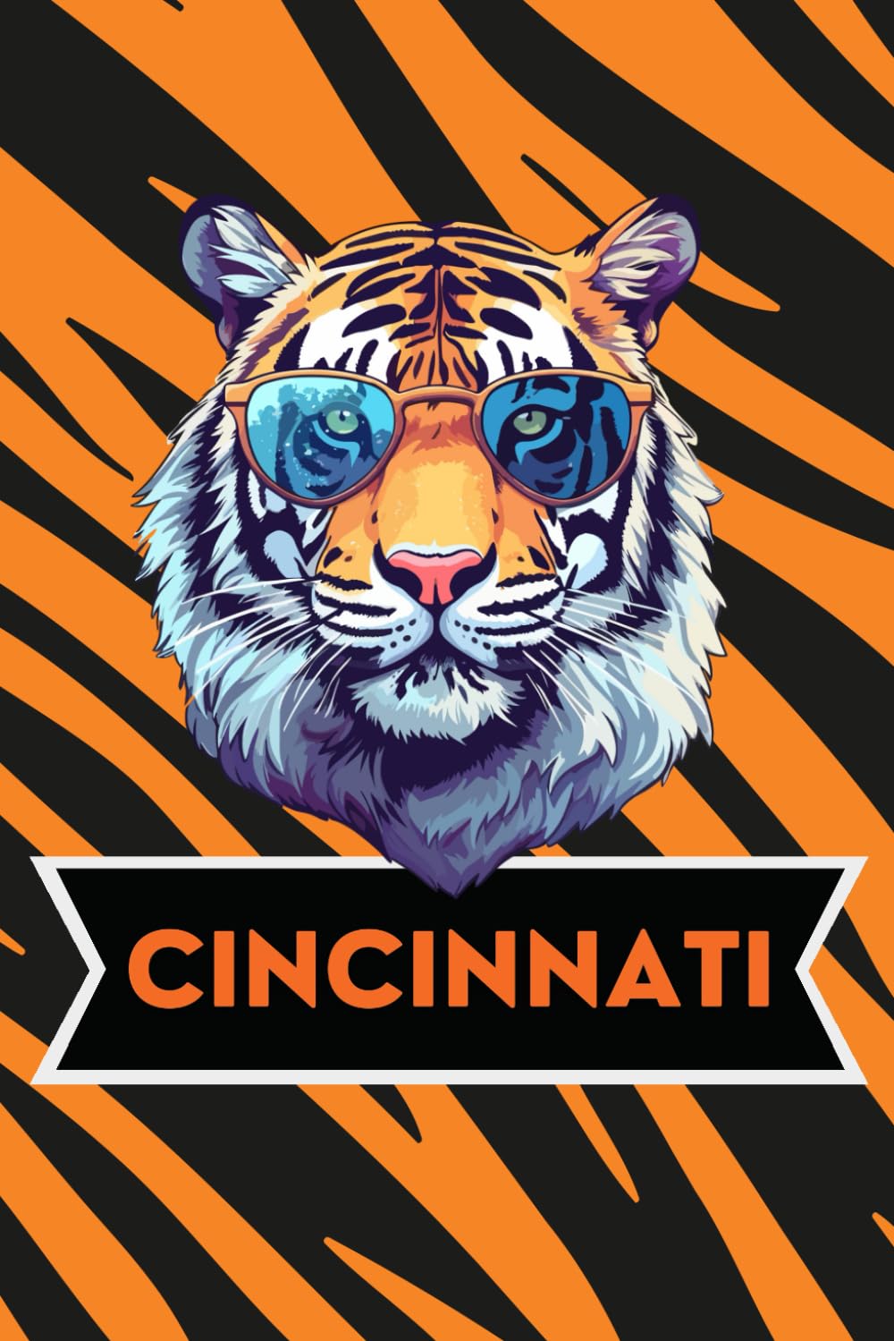 Cool Bengals Tiger Striped 6x9" Lined Journal: M Blackcat Cincinnati Collection