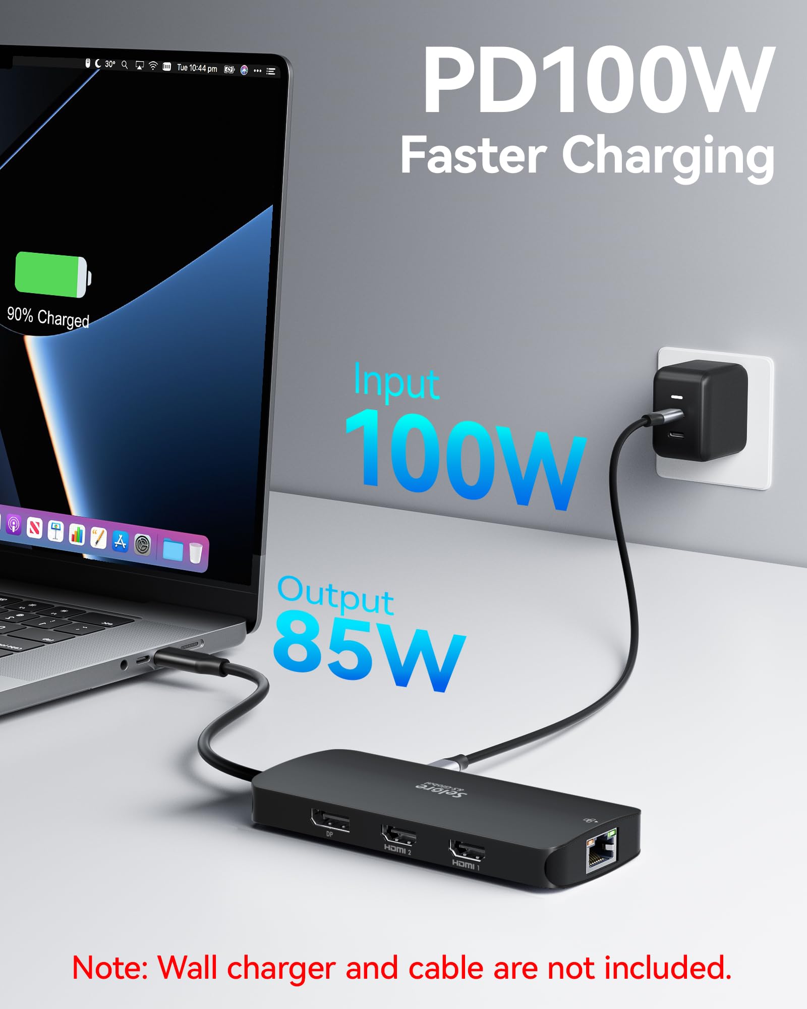 Station d'accueil USB C double moniteur, Station d'accueil Selore 3 moniteurs triple écran 4K avec 2 HDMI, DisplayPort, Ethernet 1 Gbit/s, charge PD 100W, adaptateur ports USB 3.0 pour Dell, HP, etc