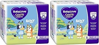 BabyLove Cosifit Infant Nappies, Size 5 (12-17kg) | Starter Pack (17 pieces) (Pack of 2)