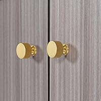 Vista 4 de Paquete de 5 pomos de gabinete de cocina de latón macizo, tiradores de cajón de oro mate, diámetro de 1-1/10 pulg. 28 mm, manijas modernas