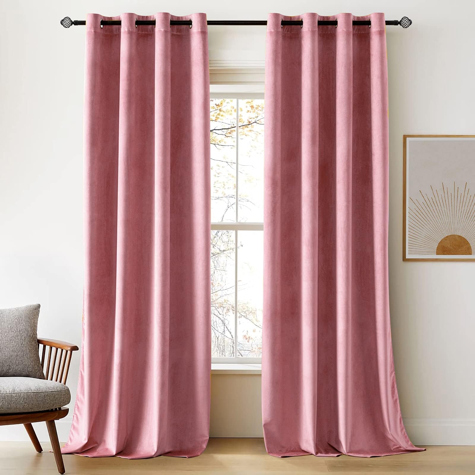 Sienna Crushed Velvet Eyelet Ring Top Pair of Fully Lined Curtains