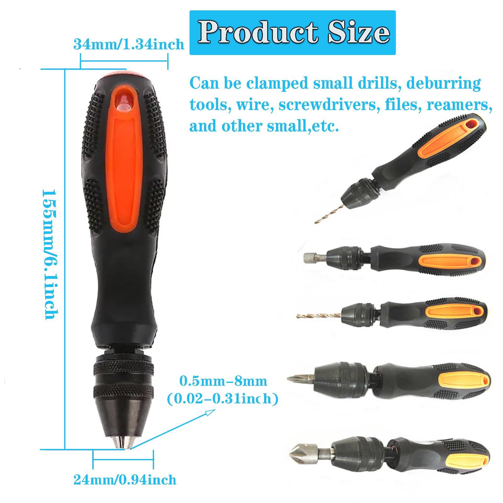 Pin Vise Handbohrer 0.5-8mm,DIY Mini Bohrer,Handbohrmaschine für Epoxidharz,Modellbau,PCB,Schmuckherstellung,Kunststoff