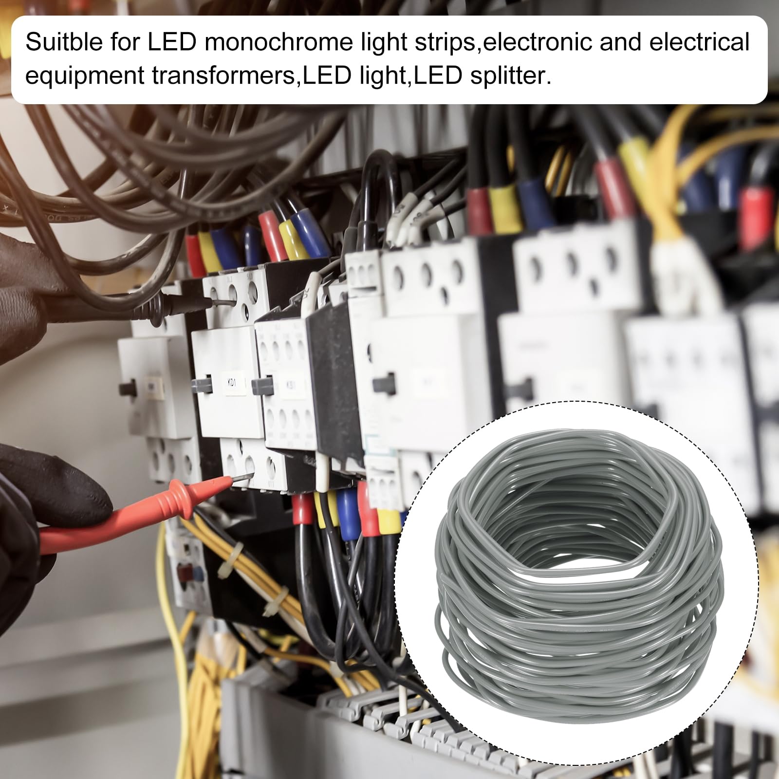 QUARKZMAN 150 Fuß Elektrischer Draht Isoliert Massivkupfer 12AWG Anschlusskabel THHN Draht Wohnbereich Industrie Erdung Elektrisch Bewertet Für 600 Volt UL Gelistet Grau