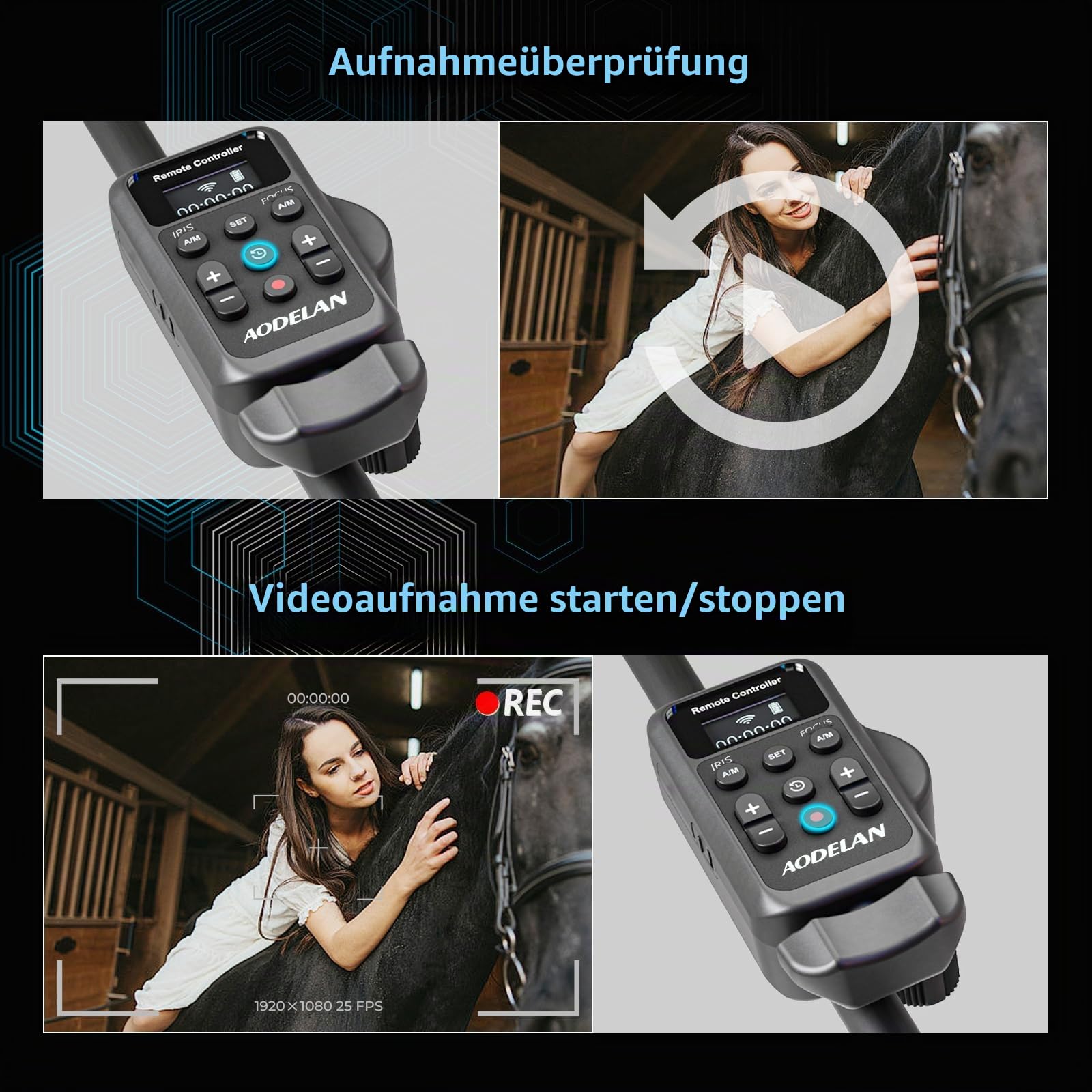 AODELAN Lanc Camcorder Wireless Zoom Controller für Sony und Canon Videoaufnahmen Fernbedienung mit 2,5 mm Klinkenkabel, Fokus, Iris für Canon Vixia HF G40, G50, G70, G60, XA11, XA50