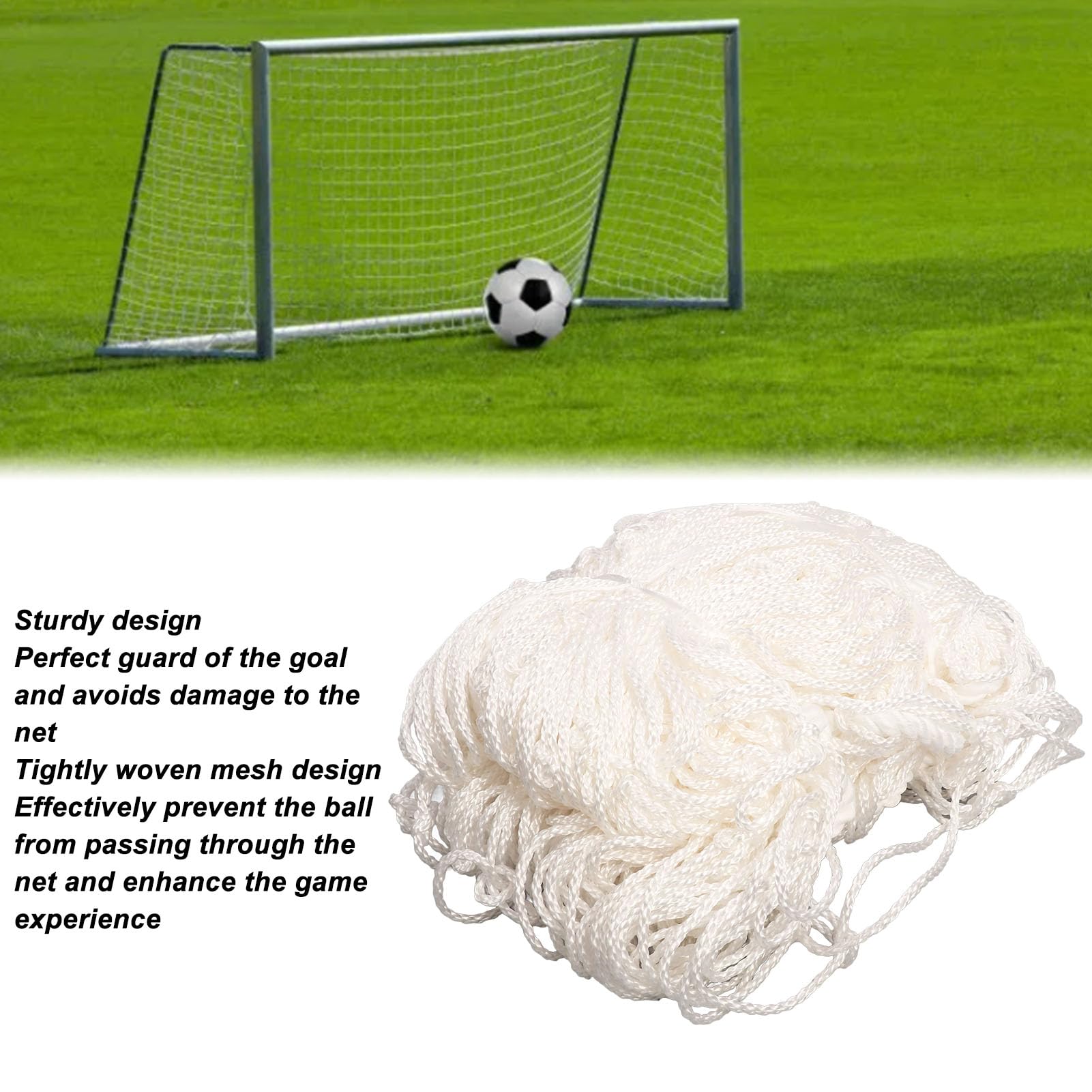 BuyWeek Rete da Calcio, 3x2M Rete per Porta da Calcio 3 Strands Goal Replacement Net per Allenamento