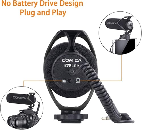Vista 2 de COMICA CVM-V30 LITE Micrófono de video, micrófono de cámara de condensador supercardioide de escopeta para cámaras Canon Nikon Sony Panasonic DSLR