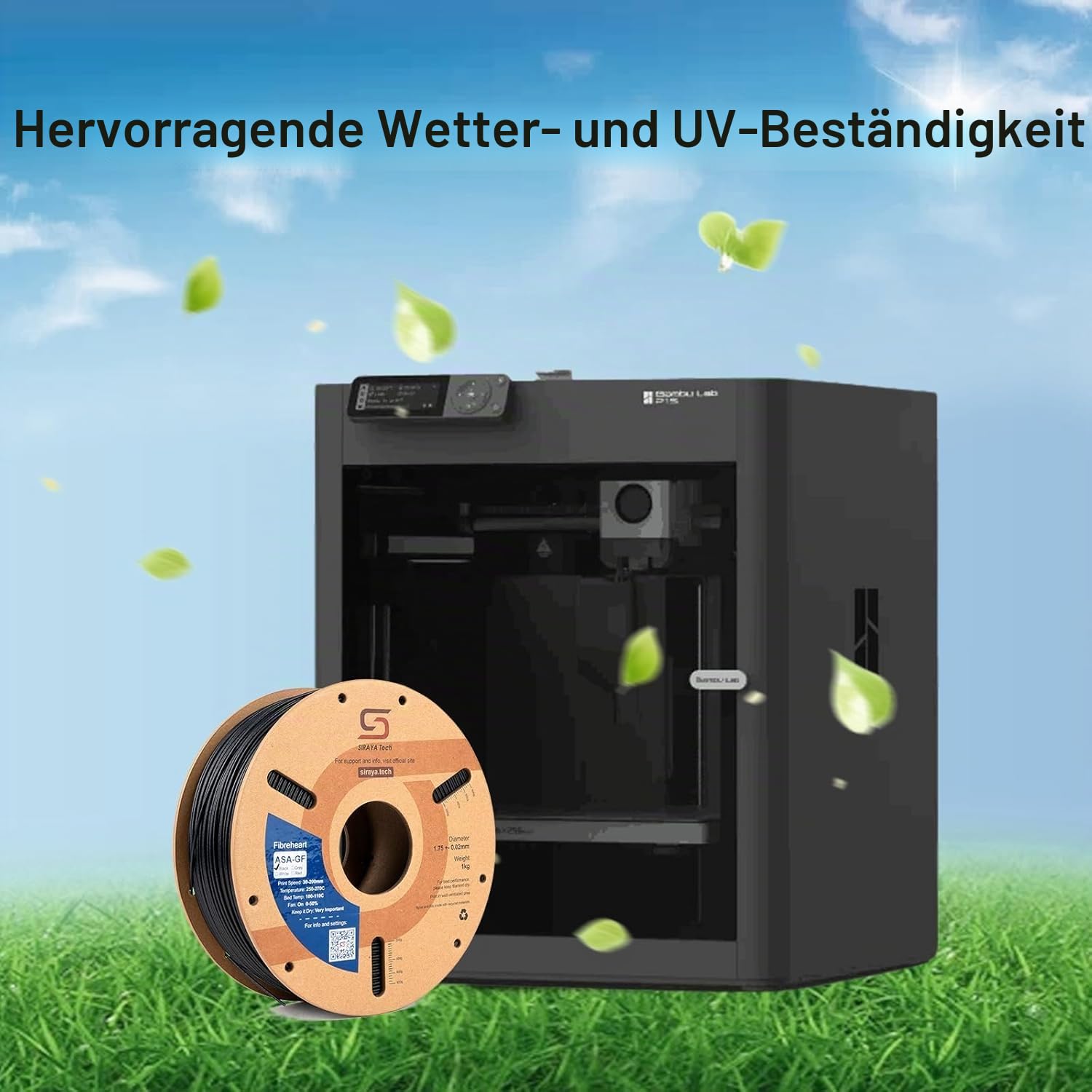 Siraya Tech Fibreheart ASA-GF 3D Drucker Filament (Schwarz, 1kg)